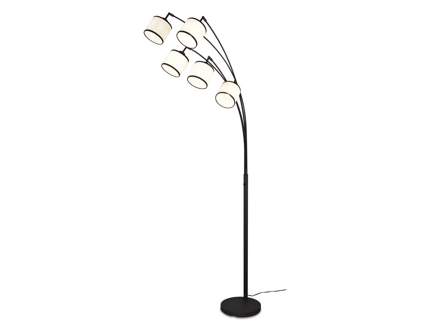 meineWunschleuchte LED Bogenlampe, LED wechselbar, Warmweiß, Stehlampe gebogen dimmbar Lampenschirme Stoff Schwarz Weiß, Höhe 200cm von meineWunschleuchte