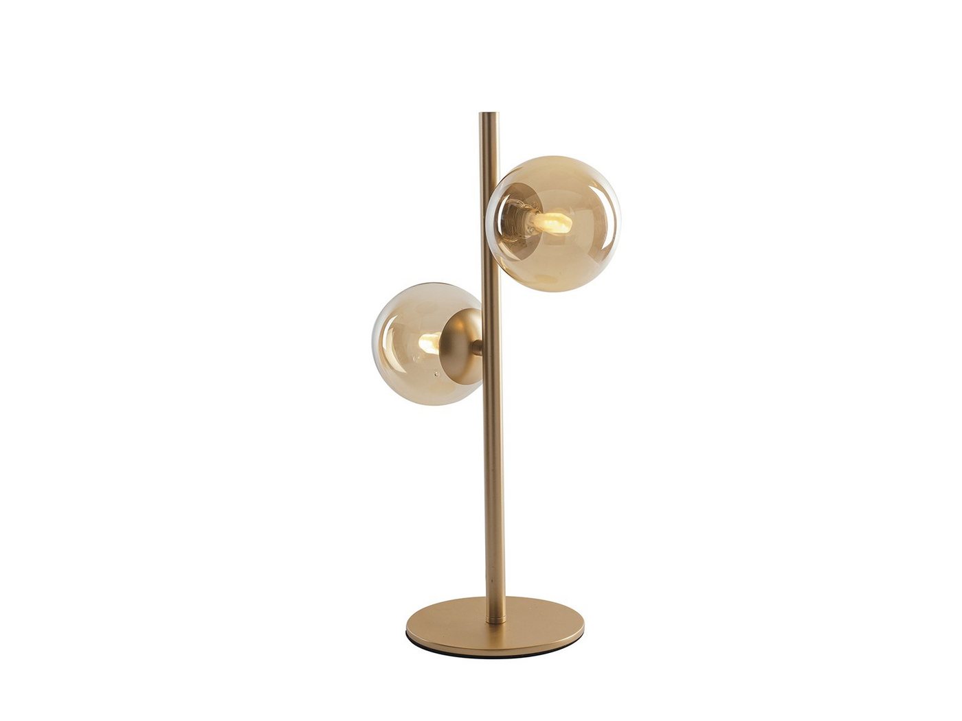 meineWunschleuchte LED Nachttischlampe, Dimmfunktion, LED wechselbar, Warmweiß, große ausgefallene Designer Bauhaus Lampe dimmbar, 2x Glas-kugel Gold von meineWunschleuchte