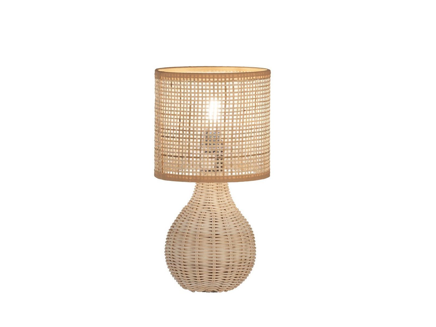 meineWunschleuchte LED Nachttischlampe, LED wechselbar, Warmweiß, Holzfuß & Designer Lampenschirm Korb-Geflecht Landhaus-Stil, Höhe 31cm von meineWunschleuchte