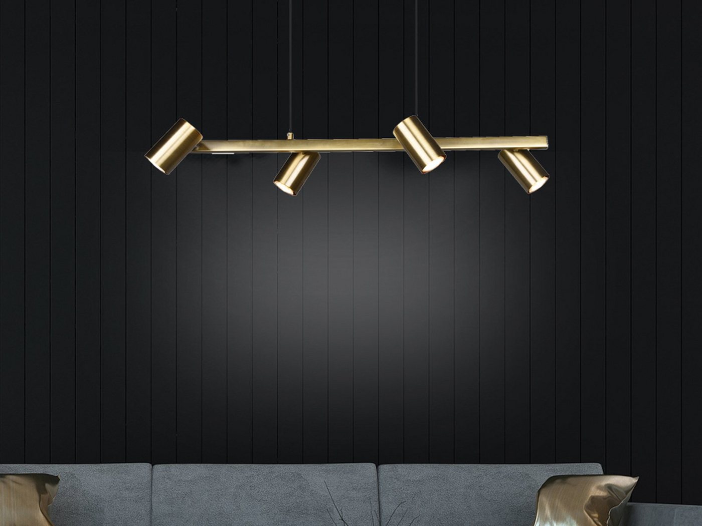 meineWunschleuchte LED Pendelleuchte, Dimmfunktion, LED wechselbar, Warmweiß, mehrflammig Esstisch-lampe modern Design-klassiker gold-en Breite 80cm von meineWunschleuchte