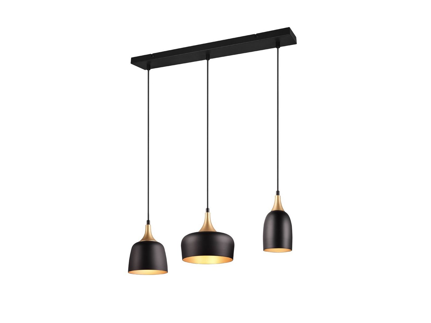 meineWunschleuchte LED Pendelleuchte, Dimmfunktion, LED wechselbar, warmweiß, Designer Balken-Lampe übern Esstisch 3 flammig Schwarz Gold dimmbar von meineWunschleuchte