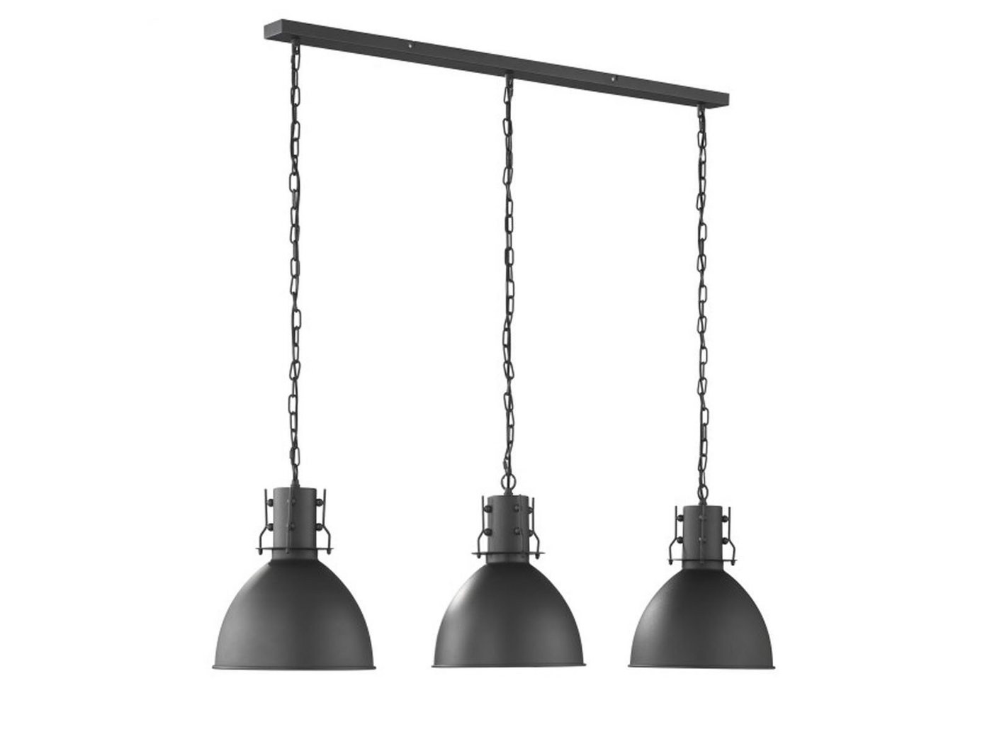 meineWunschleuchte LED Pendelleuchte, dimmbar, LED wechselbar, Warmweiß, dreiflammig hängend Lampenschirme Schwarz / Silber Industrial Design von meineWunschleuchte