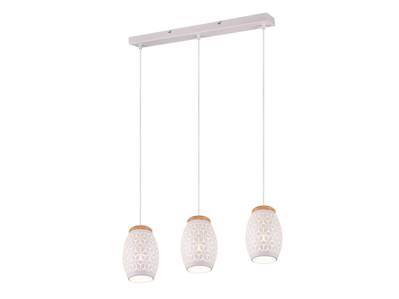 meineWunschleuchte LED Pendelleuchte, LED wechselbar, warmweiß, Esstisch-lampe dreiflammig mit Holz über Kochinsel Kücheninsel, B 70cm von meineWunschleuchte