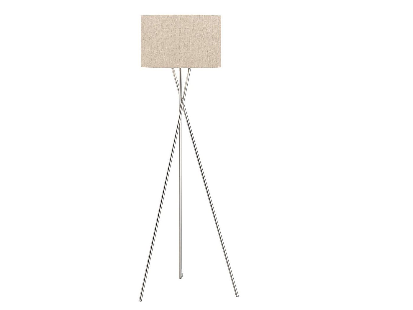 meineWunschleuchte LED Stehlampe, Fußschalter Ein/Aus, LED wechselbar, Warmweiß, große Tripod Dreibein mit Stoff Lampenschirm Leinen Beige, H: 160cm von meineWunschleuchte