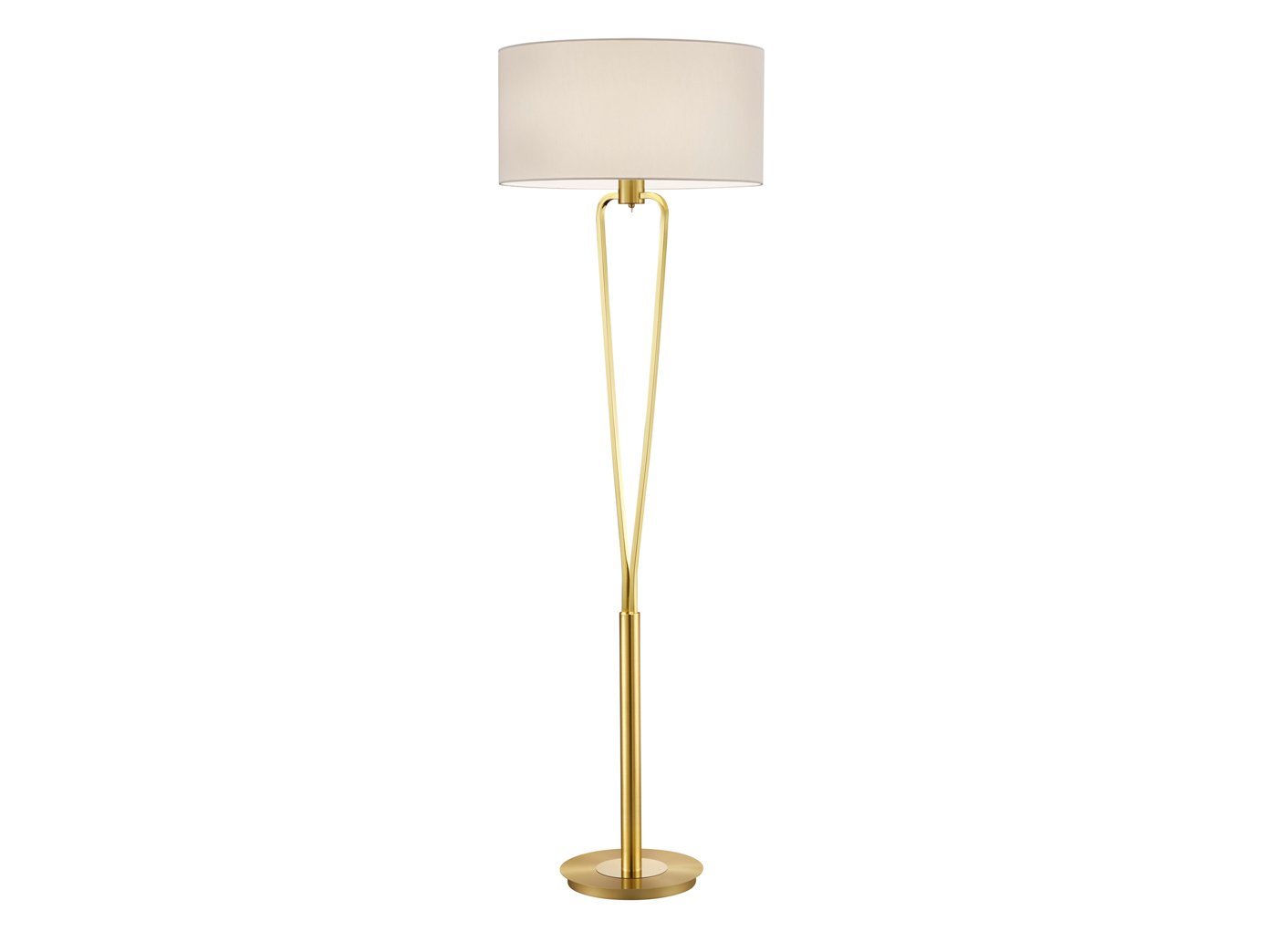 meineWunschleuchte LED Stehlampe, LED wechselbar, Warmweiß, Design-klassiker gold-en Lampenschirm-e Stoff Weiß Ecke, Höhe 160cm von meineWunschleuchte