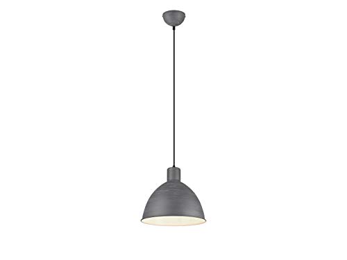 meineWunschleuchte Pendelleuchte im Industrie Look mit Metall Lampenschirm Ø 30cm in Beton/Grau und innen Weiß von meineWunschleuchte