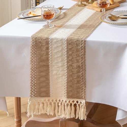 meioro Böhmische Tischläufer für Tisch Dekoration, 30x180cm Tischdeko aus Gewebtem Jutestoff mit Quasten, Rechteckige Landhausstil Tischdecke für Esszimmer Urlaub Party Wohnzimmer (Braun & Weiß) meioro Böhmische Tischläufer für Tisch Dekoration, 30x180cm Tischdeko aus Gewebtem Jutestoff mit Quasten, Rechteckige Landhausstil Tischdecke für Esszimmer Urlaub Party Wohnzimmer (Braun & Weiß) von meioro