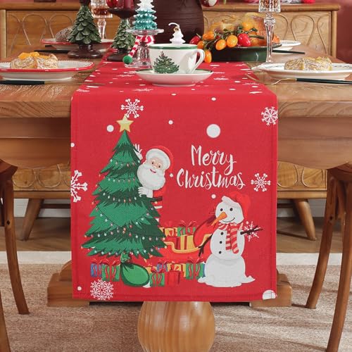 meioro Weihnachten Tischläufer für Home Decor, Schneeflocke Weihnachtsmann Polyester Tischwäsche, Rote Xams Tischdecke, Saisonale Herbst Tischdekoration für Esszimmer Party (Weißer Schnee ,30x140 cm) meioro Weihnachten Tischläufer für Home Decor, Schneeflocke Weihnachtsmann Polyester Tischwäsche, Rote Xams Tischdecke, Saisonale Herbst Tischdekoration für Esszimmer Party (Weißer Schnee ,30x140 cm) von meioro