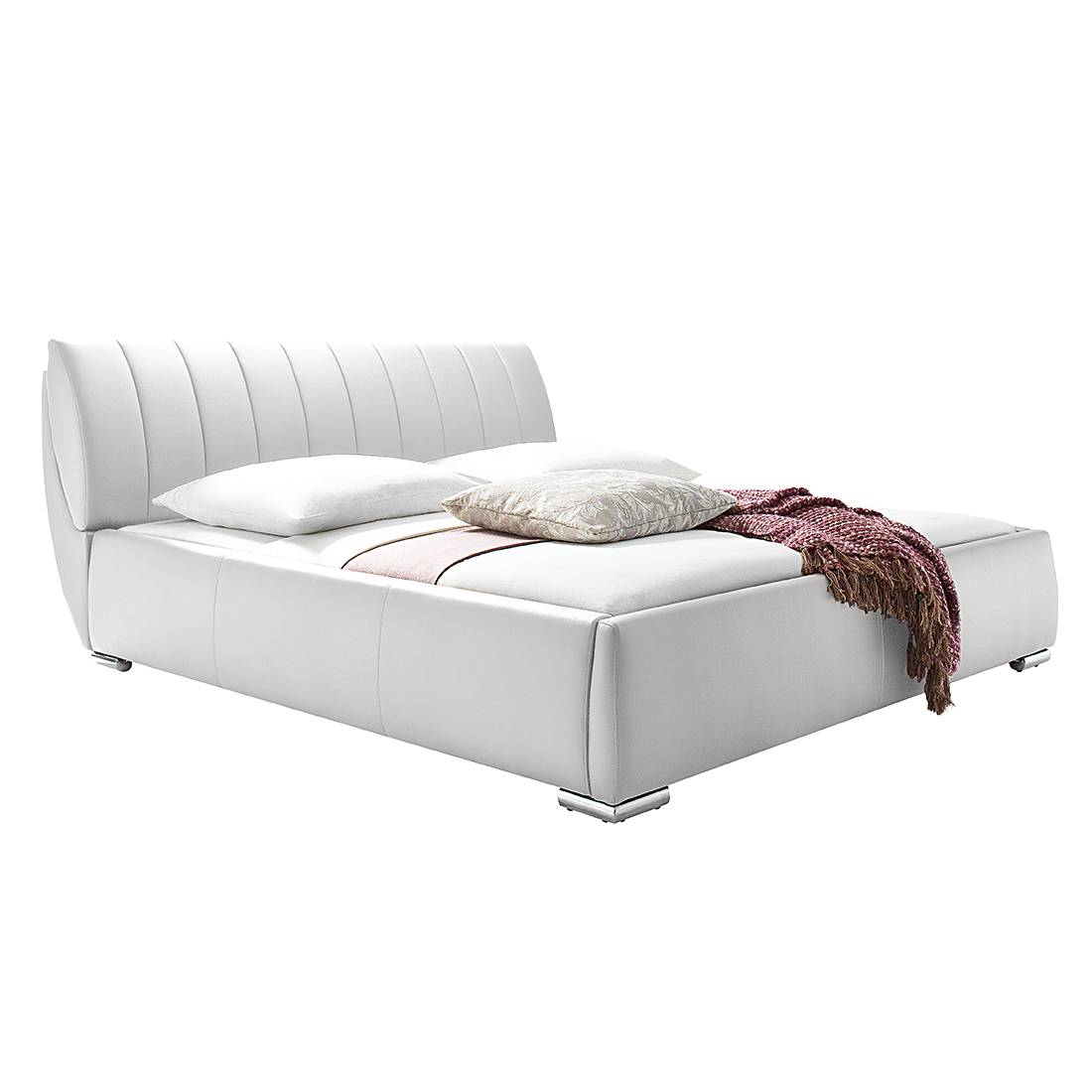 meise.möbel Polsterbett Bern 180x200 cm Kunstleder Weiß mit Bettkasten/Lattenrost von meise.möbel