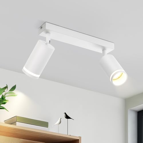 meoaow Deckenstrahler Weiß 2 Flammig Flurlampe Modern Deckenlampe Strahler GU10 Spots Schwenkbar Innen Metall Deckenleuchte Deckenspots für Flur Küche Wohnzimmer, Ohne Leuchtmittel meoaow Deckenstrahler Weiß 2 Flammig Flurlampe Modern Deckenlampe Strahler GU10 Spots Schwenkbar Innen Metall Deckenleuchte Deckenspots für Flur Küche Wohnzimmer, Ohne Leuchtmittel von meoaow
