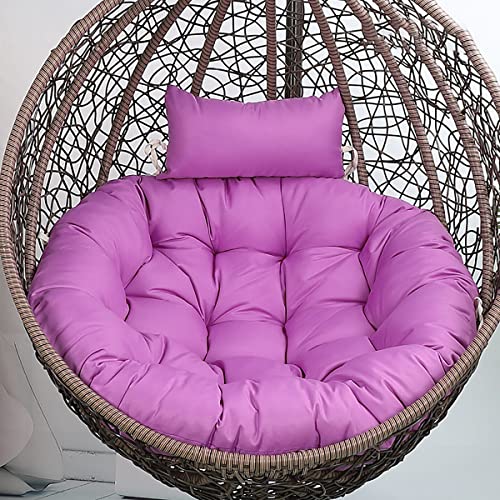 Outdoor Runde Hängesessel Kissen, Auflage für Polyrattan/Rattan Hängeschaukel, Hängesessel Schaukel Sitzauflage, Waschbar Hängende Ei Stuhlkissen für Indoor Outdoo(Size:Diameter 122cm,Color:PURPLE) von miaosssM