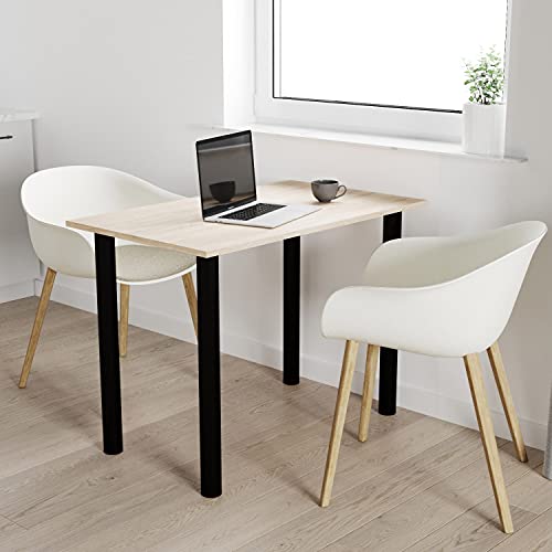 mikon 90x60 | Esszimmertisch - Esstisch - Tisch mit SCHWARZEN Beinen - Küchentisch - Bürotisch | Sonoma von mikon