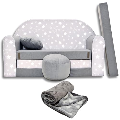 millybo Kindersofa Couch Kindercouch mit Schlaffunktion ausklappbar 3in1 Kinder Sofa Spielsofa mit Bettfunktion Mädchen Jungen Sitzsack Minisofa Schlafsofa Kinderzimmer Schlafsessel Kindermöbel (A39) von millybo