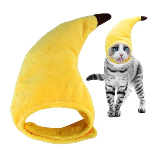 mimika Haustier-Bananenmütze,Süße Hunde-Halloween-Kostüme | Lustige Halloween-Kleidung, kreativer Bananenhut, verstellbare Haustierkostüme für Katzen, Kätzchen, Welpen von mimika