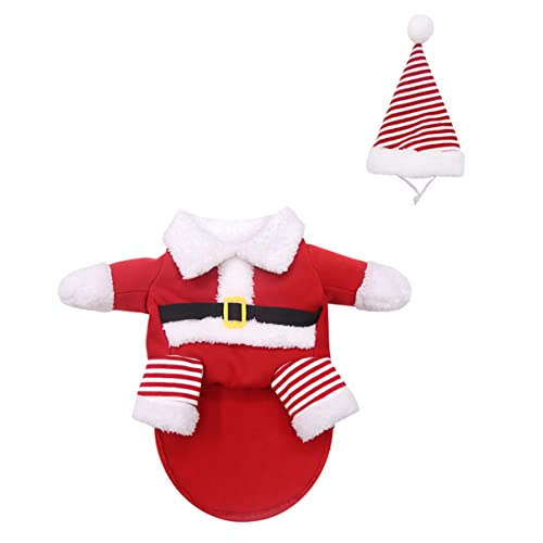 minkissy 1 Set Pet Transformation Costume Santa Dog Costume dog jumper pet xmas costumes dog holiday coat pet dress up clothes elf dog cat santa outfit Transformation outfit warm polyester von minkissy