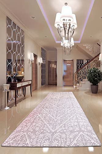 miqna Wohnzimmer Teppich Kurzflor Moderne geometrische rutschfeste Boden Flur Teppich Gel Läufer schwarz weiß (Maggie, 80 x 200 cm) von miqna