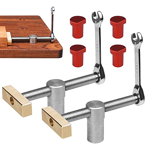 mizikuu 2 Stück Tisch Werkbank Klemme, Holzbearbeitung Hilfswerkzeug Schnell Fixierte Holzbearbeitung Schreibtisch Clip Edelstahl bankhaken 20mm bench dog tools Schraubstock für Holzarbeiten Rot von mizikuu