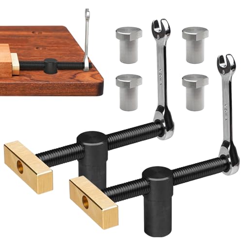 mizikuu 2 Stück Tisch Werkbank Klemme, Holzbearbeitung Hilfswerkzeug Schnell Fixierte Holzbearbeitung Schreibtisch Clip Edelstahl bankhaken 20mm bench dog tools Schraubstock für Holzarbeiten Schwarz von mizikuu