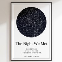 Valentinstag Geschenk Für Ihn, Night We Met Drucken, Nachthimmel Druck, Sternenkarte Poster, Hochzeitsgeschenk, Konstellationsdruck, Personalisiert von mmaestheticshop