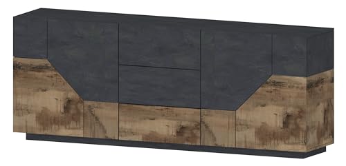 möbelando Sideboard >Ragusa< in Schiefer-ahorn Pereira, Holzwerkstoff - 220x86x43 (BxHxT) von möbelando