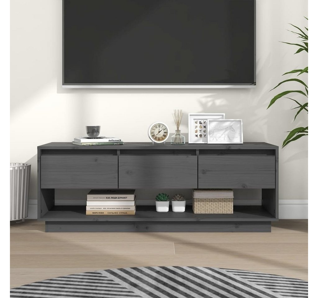 möbelando TV-Board Harra (B/H/T: 110x40x34 cm), aus Kiefer-Massivholz in Grau von möbelando
