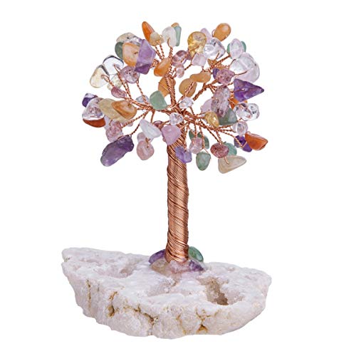 Mookaitedecor Bergkristall Geode Naturstein, Kieselstein-Deko, Baum des Lebens, Heilsteine, Ornament Kristall von mookaitedecor