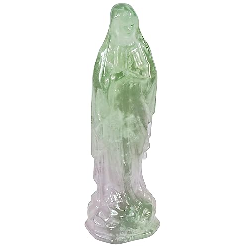 mookaitedecor Fluorit Kristall Betende Jungfrau Maria Figur, dekorative Gottesmutter Statue Ornament Stein für religiöse und Home Decor von mookaitedecor