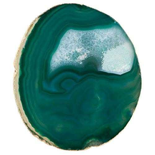 mookaitedecor Poliert Natürliche Geode Achat Platten Tisch Untersetzer Set (2 Stück), Dekorative Stein untersetzer für Glas, Tassen, Vasen, Kerzen, Servierplatten Namen Karten für Hochzeit von mookaitedecor