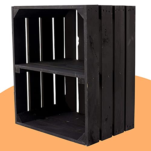 moooble Große Neue Schwarze Obstkiste 50cm x 40cm x 30cm Apfelkiste Schuhregal Holzregal Bank Weinkisten Altes Land Holzkisten Regalsystem massiv von moooble