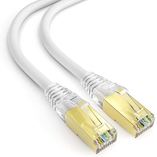 mumbi LAN Kabel 1m CAT 8 Netzwerkkabel geschirmtes F/FTP CAT8 Ethernet Kabel Patchkabel RJ45 1Meter, weiss von mumbi