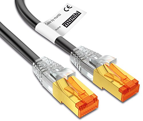 mumbi LAN Kabel 2m CAT 7 Rohkabel Netzwerkkabel S/FTP PimF CAT7 Rohkabel Ethernet Kabel Patchkabel RJ45 2Meter, schwarz von mumbi