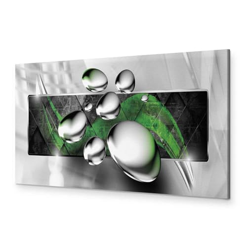 murando - Bilder 3D Effekt 120x40 cm Vlies Leinwandbild 1 tlg Kunstdruck modern Wandbilder XXL Wanddekoration Design Wand Bild Panoramabild - Abstrakt geometrische Muster grün silber von murando