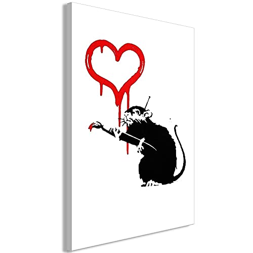 murando - Bilder Banksy Love Rat 40x60 cm Vlies Leinwandbild 1 tlg Kunstdruck modern Wandbilder Wanddekoration Design Wand Bild - Ratte Herz rot g-C-0218-b-a von murando