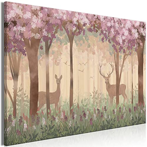 murando - Bilder Kinderzimmer 60x40 cm Leinwandbild 1 tlg Kunstdruck modern Wanbilder XXL Wanddekoration Design Wand Bild Wald Tiere Hirsche Waldtiere e-A-10044-b-a von murando