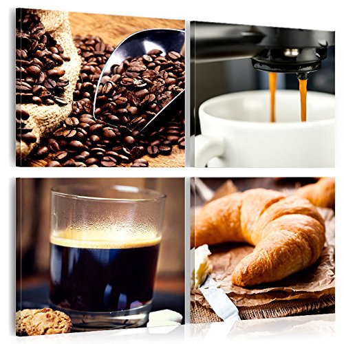 murando - Bilder Set Küche 40x40 cm 4 Teilig je 20x20 Vlies Leinwandbild Kunstdruck modern Wandbilder XXL Wanddekoration Design Wand Bild mehrteilig - Kaffee Coffee j-B-0019-b-i von B&D XXL