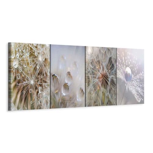 murando - Bilder Set Pusteblume 60x60 cm 4 Teilig je 30x30 Vlies Leinwandbild Kunstdruck modern Wandbilder XXL Wanddekoration Design Wand Bild mehrteilig Natur Blumen Tau bokeh Natur von murando