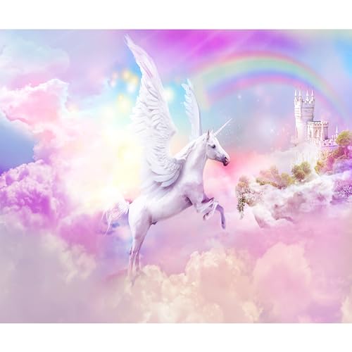 murando - Vlies Fototapete für Kinder Einhorn 150x105 cm - Foto Tapete Kinderzimmer Wohnzimmer Moderne Vliestapete XXL Wandtapete Motivtapeten 3d Effekt Wand Dekoration – Regenbogen a-A-10322-a-a von murando