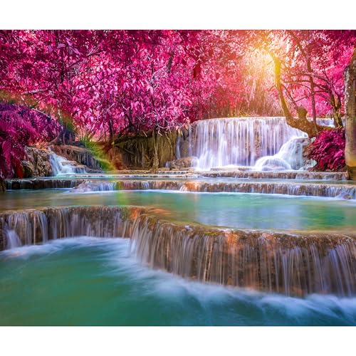 murando Fototapete selbstklebend Wasserfall Landschaft Natur Tapete Wandtapete Klebefolie Dekorfolie Tapetenfolie Wand Dekoration Wandaufkleber Wohnzimmer von murando