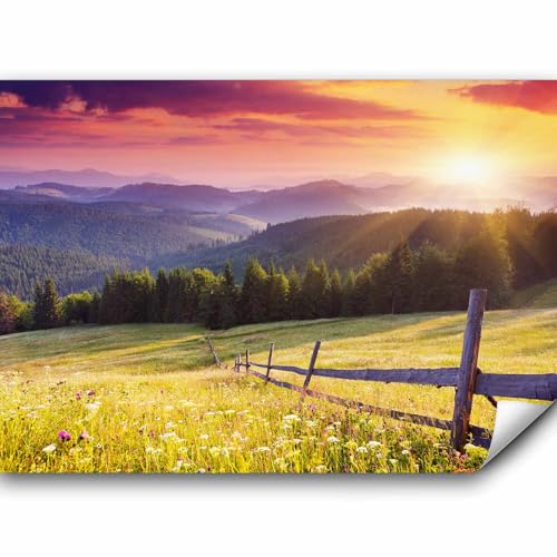 murando Fototapete selbstklebend Landschaft Gebirge 392x280 cm Tapete Wandtapete Klebefolie Dekorfolie Tapetenfolie Wand Dekoration Wandaufkleber Wohnzimmer Wiese Wald Natur von murando