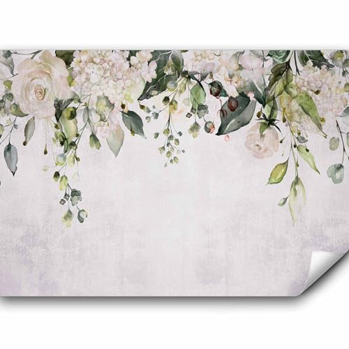 murando PREMIUM Fototapete Blumen 500x350 cm Vlies Tapeten Wandtapete XXL Moderne Wanddeko Design Wand Dekoration Wohnzimmer Schlafzimmer Büro Blätter Rose Natur wie gemalt von murando