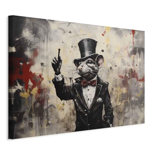 murando - Wandbilder XXL Banksy art 90x60 cm 1 tlg - Wand Deko Leinwand Bilder Groß Wanddeko Wohnzimmer Schlafzimmer Kunstdrucke - Ratte im Frack mit schwarzem Hut grau Beige Abstrakt g-H-10083-b-a murando - Wandbilder XXL Banksy art 90x60 cm 1 tlg - Wand Deko Leinwand Bilder Groß Wanddeko Wohnzimmer Schlafzimmer Kunstdrucke - Ratte im Frack mit schwarzem Hut grau Beige Abstrakt g-H-10083-b-a von murando