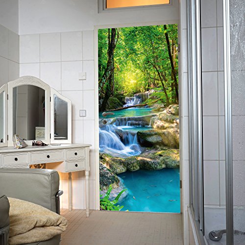 murimage Türtapete Wasserfall 86 x 200 cm inklusive Kleister Wald Fluß Tapete Dschungel Thailand Asien Tropen Tropisch Tapete Fototapete von murimage