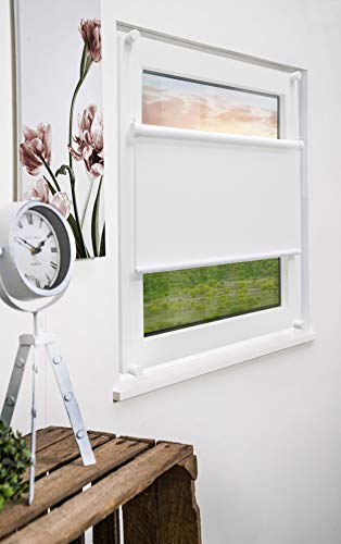 mydeco® 2in1 Kombination Rollo vs. Plissee ohne bohren mit Klemmträger 60x130 cm weiss - Sonnenschutz Blickdicht Jalousie für Fenster & Tür von mydeco