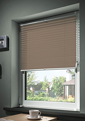 mydeco® 50x130 cm [BxH] in taupe - Plissee Jalousie ohne bohren, Rollo für innen incl. Klemmträger (Klemmfix) - Sonnenschutz, Sichtschutz für Fenster von mydeco