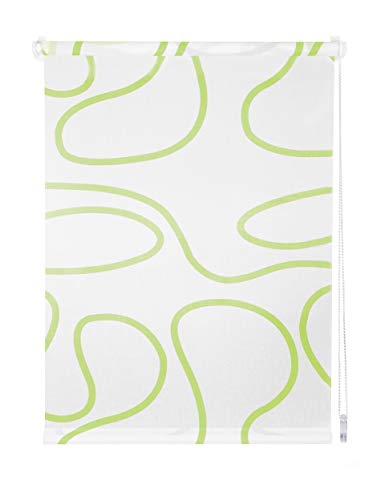 mydeco 65934 Rollo Klemmfix win move, ohne Bohren dekorativer moderner Sonnen- Sichtschutz ,für Fenster & Türen75 x 160 cm, weiß / grün von mydeco