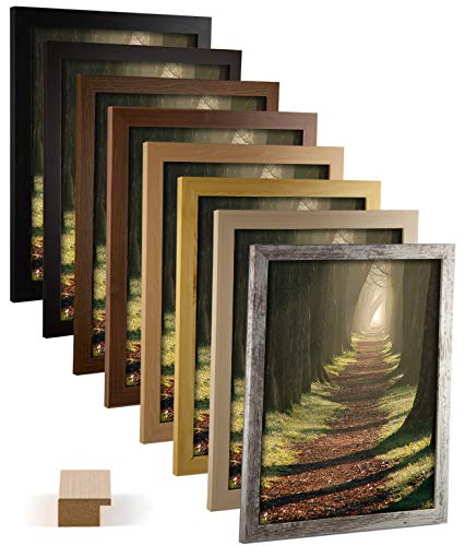 Bilderrahmen 65 x 85 cm Juno Natur Farbe Nussbaum dunkel mit Kunstglas matt 1 mm von myposterframe