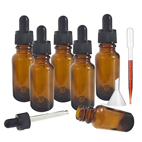 Pipettenflasche kleine Glasflasche, 20ml Apothekerflasche Braunglas mit [Dropper Pipette Glas], Braunglasflasche, Apothekerglas set aus Bernsteinglas mit schwarzer Pipettenkappe,Braunglasflaschen,6Pcs von Furnrubden