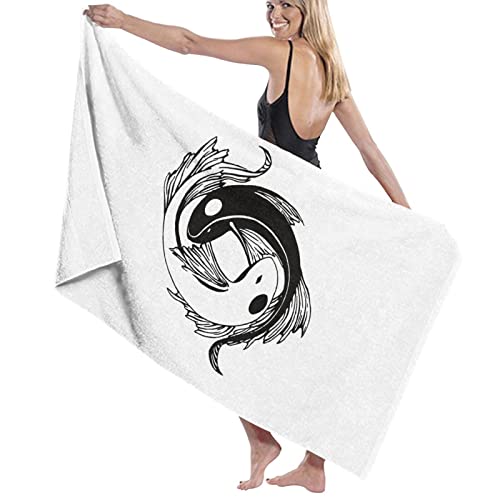 Strandtuch Yin Und Yang Koi-Fische Mikrofaser Tragbares Saunahandtuch Weiches Beach Towel Für Pool Yoga Outdoor 80X130Cm von nanchangchengbowangluokeji