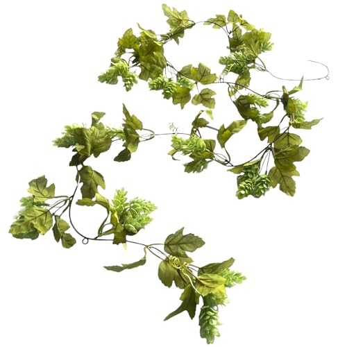 Künstliche Hopfengirlande 180 cm grün, realistische Dekoration Hopfen Ranke mit detailgetreuen Dolden von naninoa