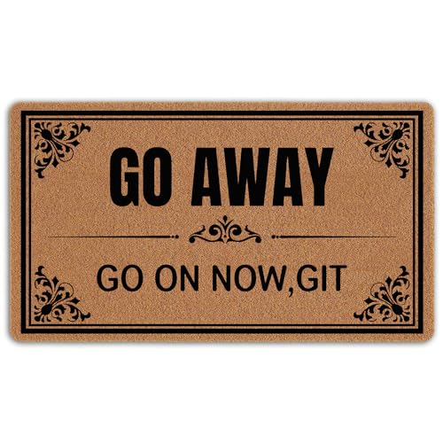 Go Away Go On Now Git rutschfeste Matte, 76,2 x 43,2 cm, lustige Fußmatten für Eingang, Außenbereich, Innenbereich, waschbar, niedliche Urlaubsmatten für den Eingangsbereich, mit Gummi-Rückseite von naniyihao